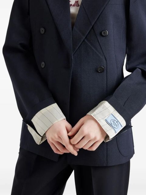 Prada double-breasted kid mohair blazer - Blue - zdjęcie produktu nr 2