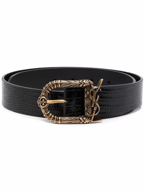 Saint Laurent Celtic logo-plaque leather belt - Black - zdjęcie produktu nr 1
