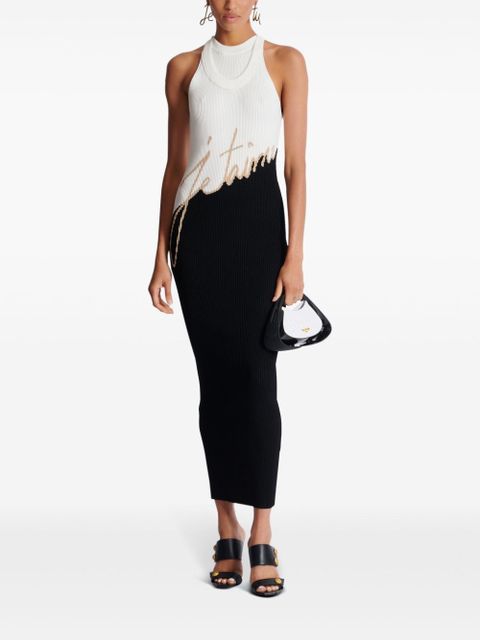 Balmain intarsia-knit logo midi dress - Black - zdjęcie produktu nr 2
