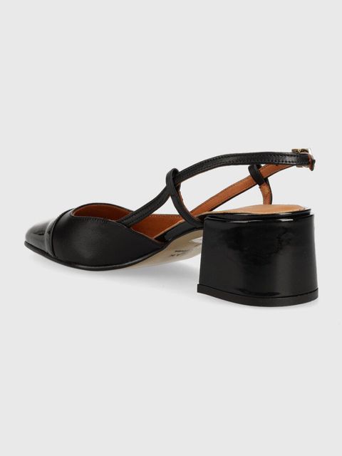 Jonak czółenka skórzane DHAPOPY kolor czarny na słupku 3400196