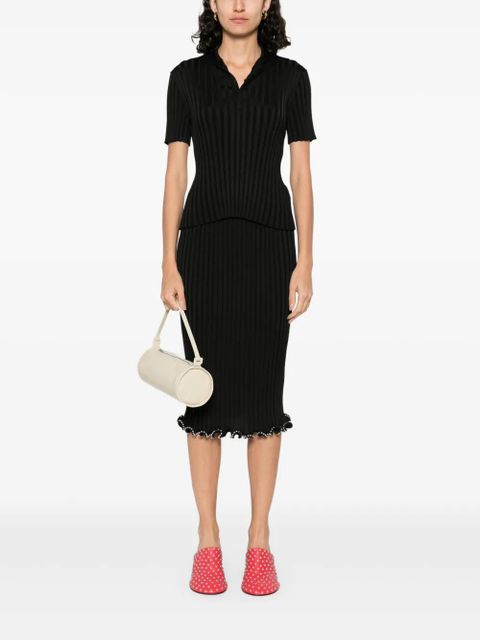 Jil Sander ribbed-knit polo top - Black