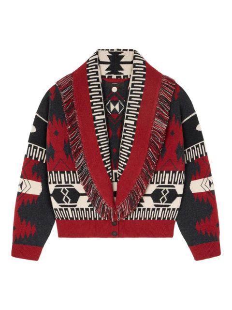 Alanui Icon Jacquard fringe cardigan - Red - zdjęcie produktu nr 1
