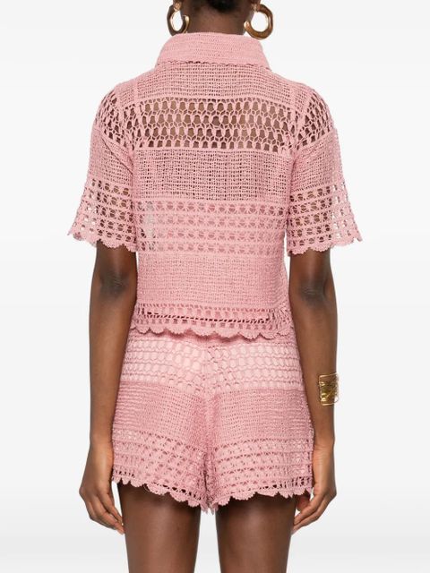 ZIMMERMANN Wamderlust Sun crochet polo top - Pink