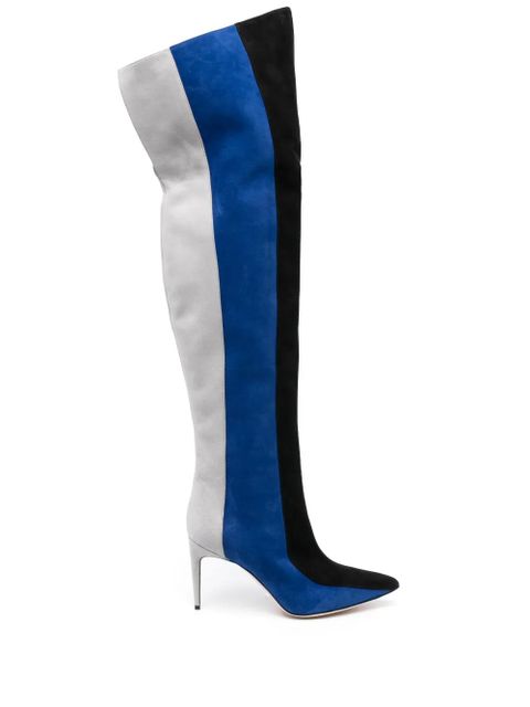 Manolo Blahnik Chicuyuhi 85mm suede thigh-high boots - Blue - zdjęcie produktu nr 1