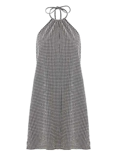 Hunza G halterneck gingham seersucker mini dress - White - zdjęcie produktu nr 1