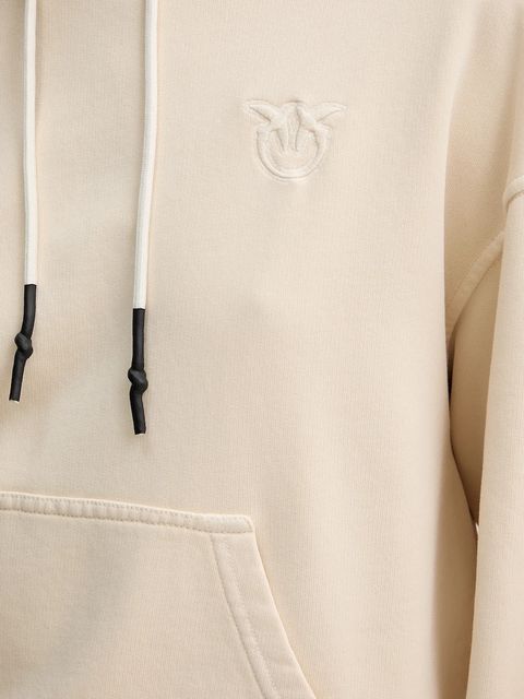 Pinko bluza bawełniana damska kolor beżowy z kapturem gładka 105507 A2RB