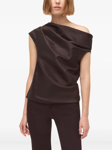 Simkhai Viva draped one-shoulder blouse - Brown