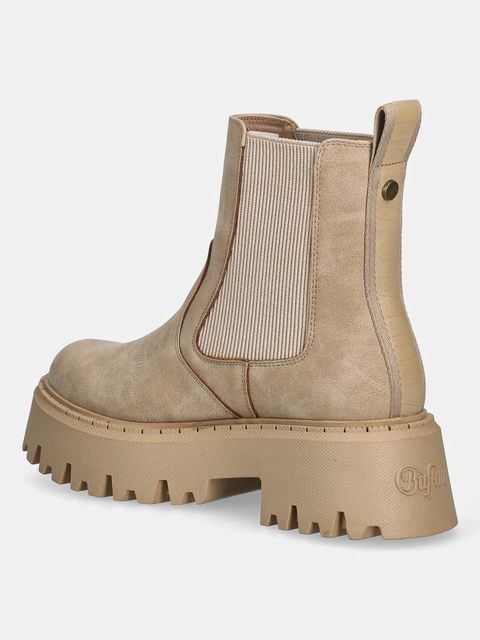 Buffalo sztyblety Aspen Chelsea damskie kolor beżowy na platformie 1270119-BRN