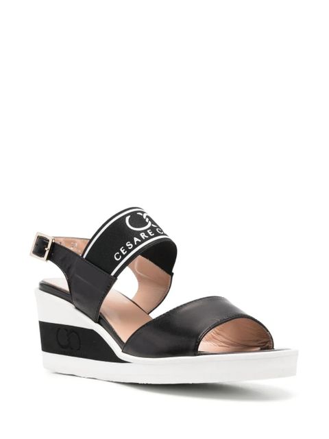 Casadei logo-print wedge sandals - Black - zdjęcie produktu nr 2