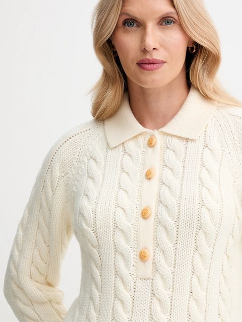 Bally sweter wełniany damski kolor beżowy ciepły WKN0BG