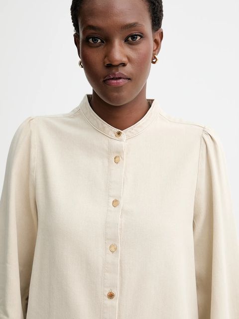 Rag & Bone koszula damska kolor beżowy regular ze stójką RJ0225FSUSS