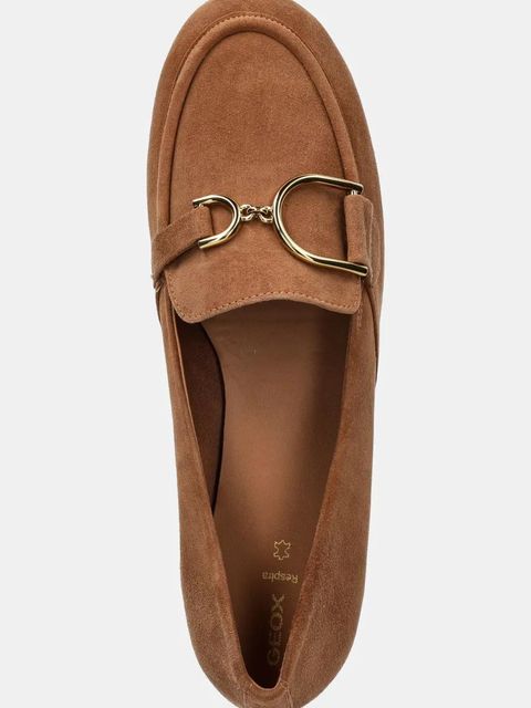 Geox mokasyny zamszowe D PALMARIA damskie kolor brązowy na płaskim obcasie D45MUJ 00021 C6610