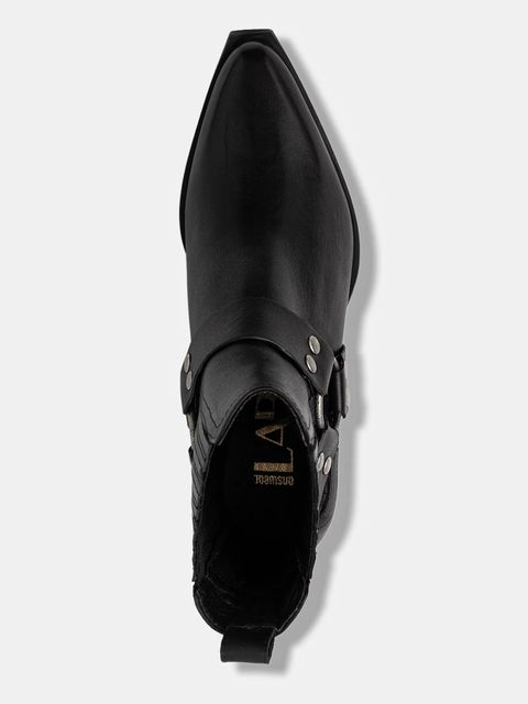 Answear.LAB sztyblety skórzane kolor czarny na słupku lekko ocieplone