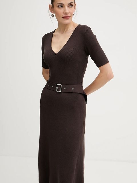 Karl Lagerfeld sukienka kolor brązowy midi dopasowana A4W13026