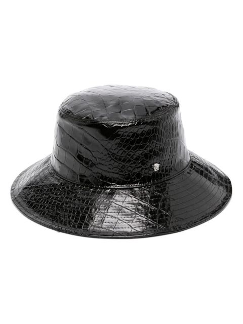 Versace crocodile-embossed leather bucket hat - Black - zdjęcie produktu nr 1