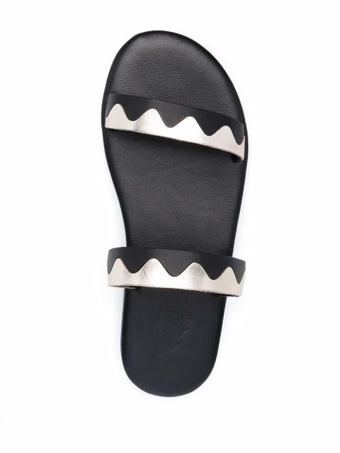 Ancient Greek Sandals Paralia zigzag-band leather sandals - Black
