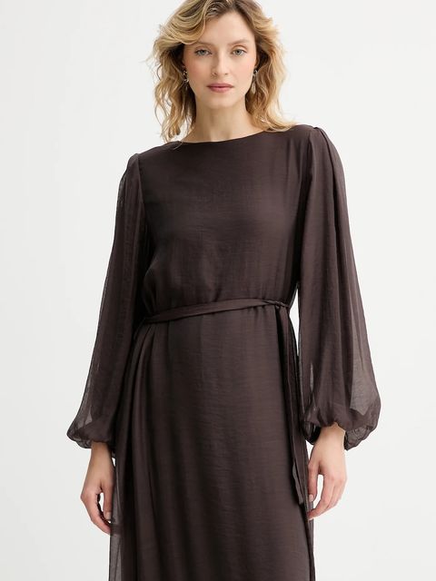 Answear.LAB sukienka kolor brązowy maxi oversize