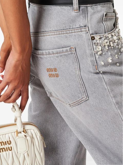 Miu Miu embellished mid-rise straight-leg jeans - Grey