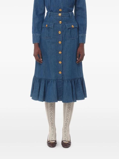 Valentino Garavani lightweight denim cotton skirt - Blue