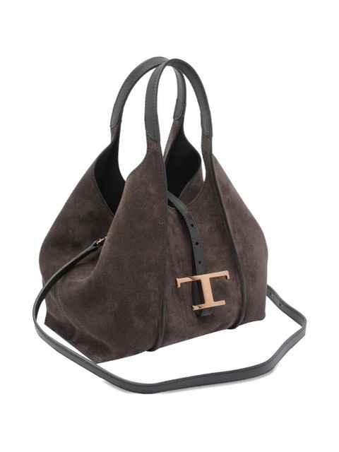 Tod's Timeless suede-leather T-buckle shoulder bag - Brown