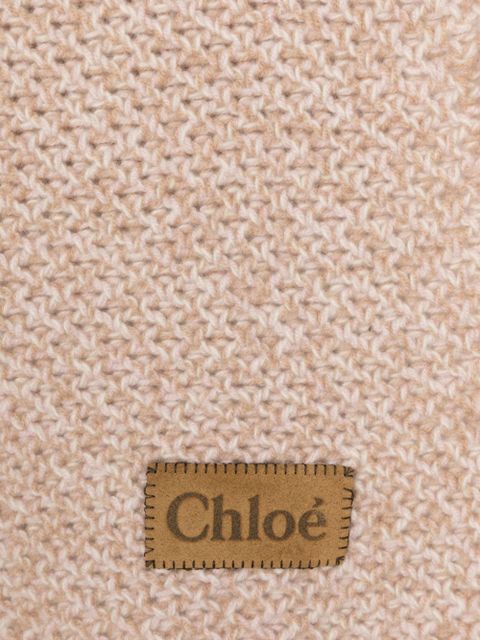 Chloé logo-patch chunky-knit scarf - Neutrals - zdjęcie produktu nr 2