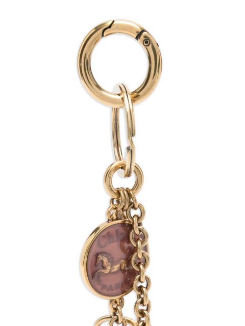 Chloé chain-detial horse keyring - Gold
