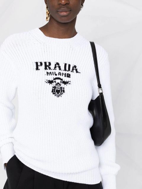 Prada intarsia-knit logo jumper - White
