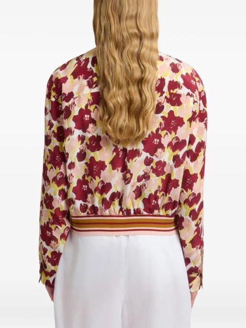 Marni floral striped silk shirt - Red