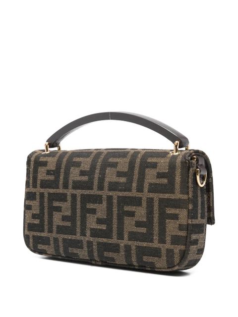 FENDI phone Baguette logo-plaque tote bag - Brown