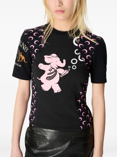 Marine Serre REGENERATED GRAPHIC logo-print elephant-graphic T-shirt - Black - zdjęcie produktu nr 1