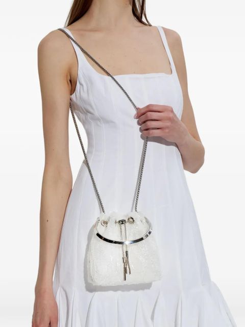 Jimmy Choo Bon Bon sequined tote bag - White