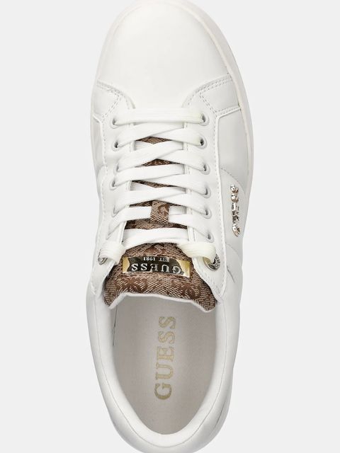 Guess sneakersy skórzane WELLI damskie kolor beżowy FLFWLL FAL12