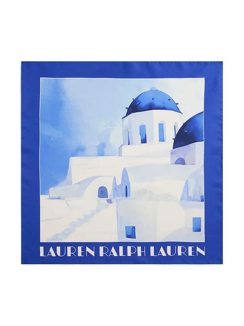 Lauren Ralph Lauren apaszka jedwabna damska kolor niebieski wzorzysta 454980724 - zdjęcie produktu nr 1