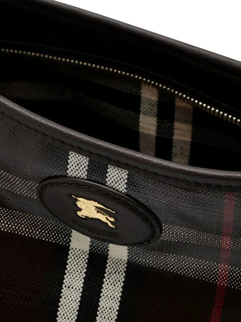 Burberry logo-patch checked shoulder bag - Brown
