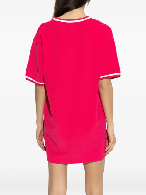 Balmain striped-trim V-neck mini dress - Pink