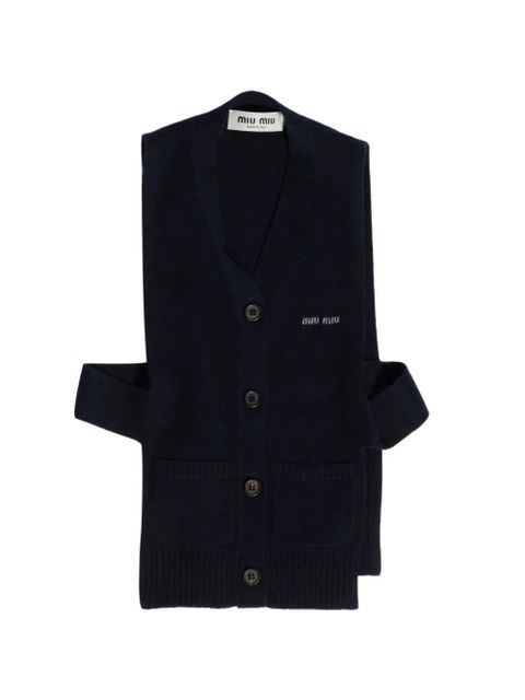 Miu Miu V-neck logo vest - Blue - zdjęcie produktu nr 1