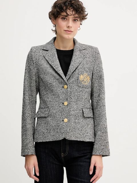 Tommy Hilfiger marynarka z dodatkiem wełny kolor czarny jednorzędowa wzorzysta WW0WW48786 - zdjęcie produktu nr 1