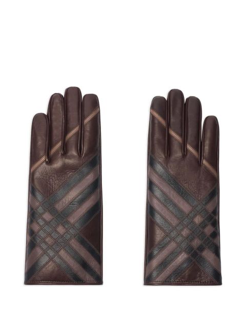 Burberry check-pattern leather gloves - Brown - zdjęcie produktu nr 1