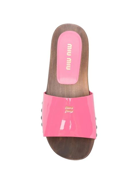 Miu Miu logo-print flat sandals - Pink
