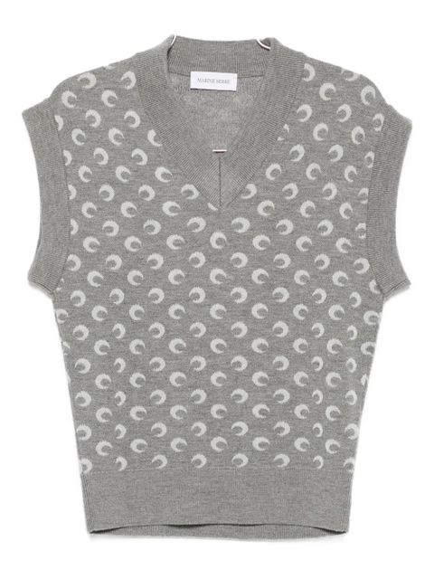 Marine Serre moon-jacquard V-neck vest - Grey