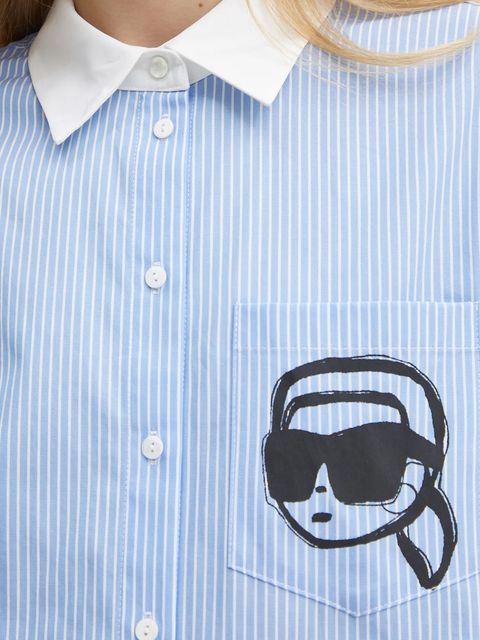 Karl Lagerfeld koszula bawełniana damska kolor niebieski regular z kołnierzykiem klasycznym A1W11037