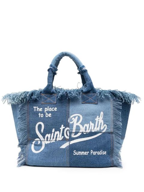 MC2 Saint Barth Vanity fringed denim tote bag - Blue - zdjęcie produktu nr 1