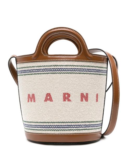 Marni Tropicalia canvas bucket bag - Neutrals