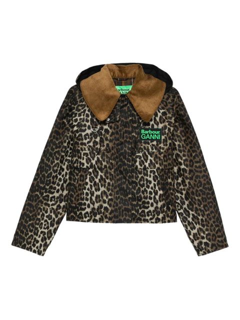 Barbour x Ganni leopard-print corduroy-collar jacket - Brown - zdjęcie produktu nr 1