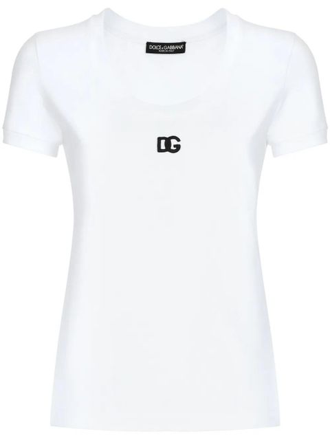 Dolce & Gabbana logo-embroidered cotton-blend T-shirt - White - zdjęcie produktu nr 1
