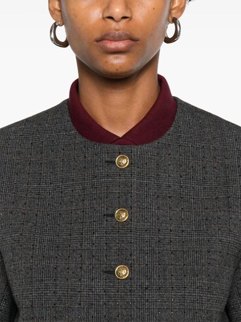 SANDRO check-print cropped jacket - Grey - zdjęcie produktu nr 2