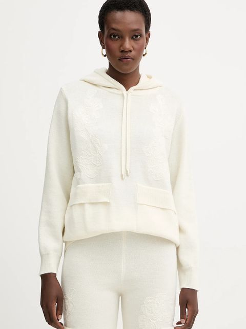 ERMANNO Firenze sweter z dodatkiem wełny damski kolor beżowy lekki 57TM034E85 - zdjęcie produktu nr 1