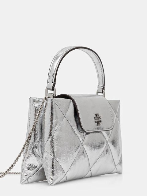 Tory Burch torebka skórzana Kira Diamond kolor srebrny 174998-040 - zdjęcie produktu nr 2