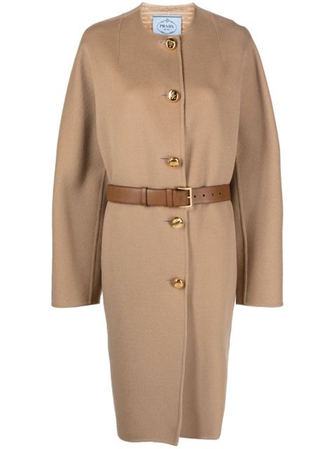Prada single-breasted belted coat - Neutrals - zdjęcie produktu nr 1