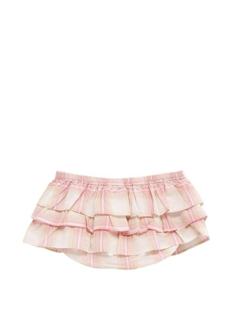 Gimaguas Jardin ruffled checkered shorts - White